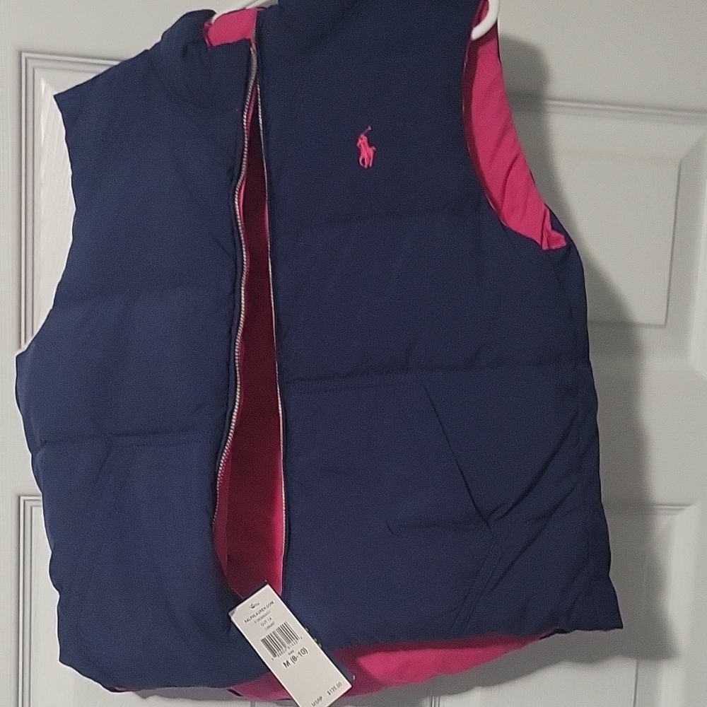 Polo by Ralph Lauren Navy/Pink reversible Puffer Vest
